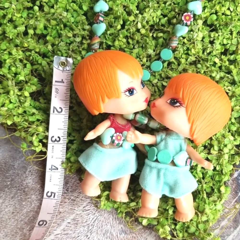 Vtg KEWPIE Dolls Twins  Eclectic Quirky Sic Kitschy Dark Creepy Babies Necklace - Picture 6 of 11